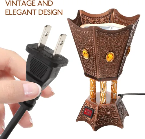Miniatura 3 de Quemador de incienso eléctrico de metal, estilo de Oriente Medio, incensario eléctrico de mesa para el hogar, oficina, yoga, decoración de spa
