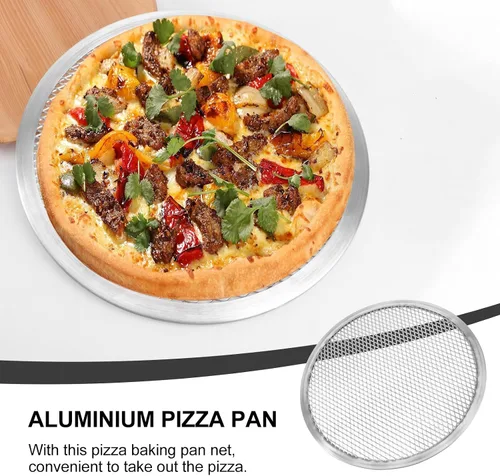 Miniatura 4 de SHERCHPRY Red de aluminio de la bandeja de la hornada de la pizza de 11 pulgadas de la malla perforada antiadherente de la pantalla para el uso