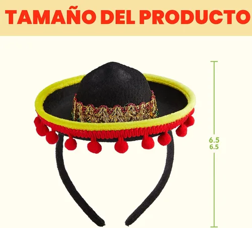 Miniatura 5 de JOYIN - 6 diademas con sombrero de tela para fiesta del Cinco de Mayo, suministros para fiesta, sombreros de fiesta, decoraciones temáticas