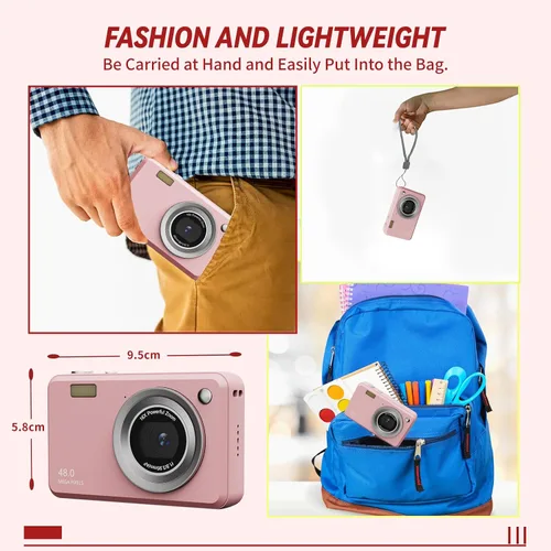 Miniatura 3 de Cámaras digitales FHD para niños y niñas, cámara digital compacta de apuntar y disparar con zoom de 16X, tarjeta de 32 GB, cámara para niños