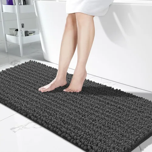 Miniatura 95 de Yimobra Alfombras de Baño Antideslizantes Lavables - Alfombra de Baño de Chenilla Ultra Suave Absorbente, Alfombra Peluda de Secado Rápido para Negro