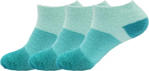 BambooMN Calcetines de spa de nailon mullidos con infusión de aloe para mujer, talla 9-12, aguamarina, 3 pares Aguamarina (Aquamarine)