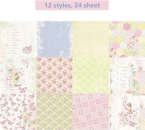 Miniatura 3 de 48 hojas de papel de álbum de recortes floral morado/rosa rosa de hortensia, 6 x 6 pulgadas, bloc de papel de patrón de una sola cara, suministros