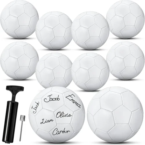 Jexine Balón de fútbol blanco blanco liso blanco donación caridad cristiana en blanco con bomba de aguja para bricolaje pintura firmas de