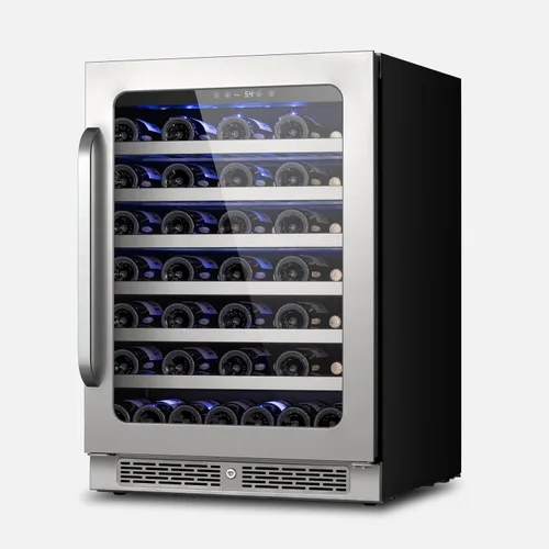 Miniatura 6 de Refrigerador de vino de 15 pulgadas, 29 botellas, refrigerador de vino de doble zona debajo del mostrador con puerta de vidrio, 3 LED integrados