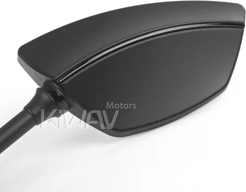 Miniatura 6 de KiWAV Espejos de Repuesto Traseros Blackline Negros Convexos Ajustables Universales 10mm 8mm para Motocicletas Chopper Bobber Cafe Racer Grom