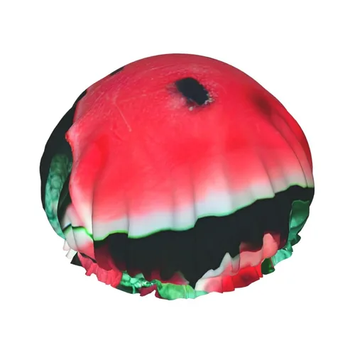 Miniatura 24 de Gorro de ducha reutilizable con estampado de cerdo rosa para mujer, doble capa impermeable, gorro de baño de secado rápido