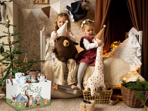 Miniatura 4 de Cesta para niños, cestas de animales, bonitos contenedores de almacenamiento rectangulares de juguetes, organizador de libros, decoración