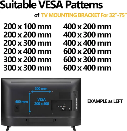 Miniatura 3 de Soporte de pared para TV sin tachuelas para VESA de 32 a 75 pulgadas, colgador de TV para paneles de yeso sin pernos, fácil de instalar, soporte