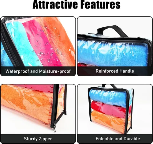 Miniatura 3 de 10 cubos grandes de embalaje de viaje transparente, bolsas de almacenamiento de vinilo transparente con cremallera, bolsa de plástico