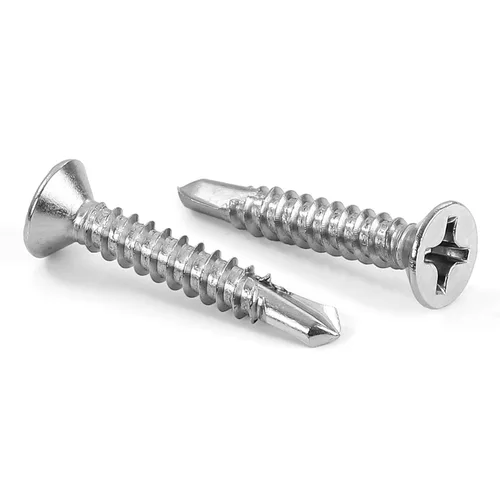 Miniatura 10 de Tornillos autorroscantes de cabeza plana #8 x 1-1/2" Tornillos de chapa metálica, acero inoxidable 410, acabado negro, 100