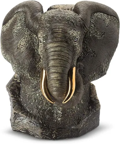 De Rosa Busto de elefante negro grande de cerámica esculpida hecha a mano tamaño galería