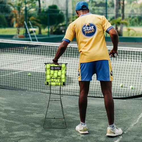 Miniatura 6 de Tolva de pelota de tenis, soporte portátil para pelota de tenis con asa para cancha, práctica y entrenamiento (grande)