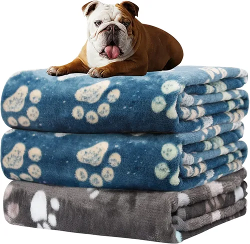 Miniatura 28 de Rezutan 1 paquete de 3 mantas para perros grandes, 41x31 pulgadas para mantas suaves y mullidas para mascotas y gatos de tamaño mediano, reversibles