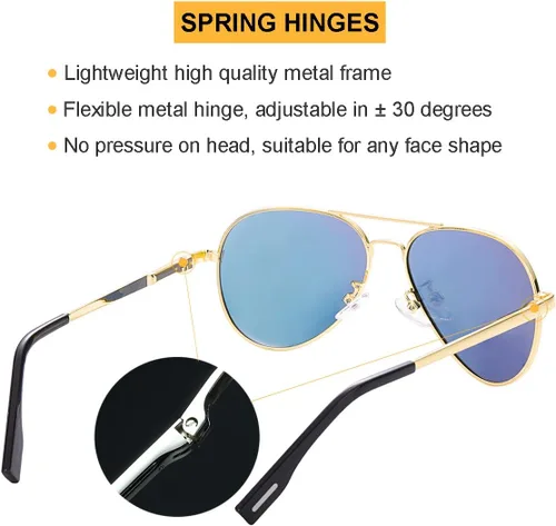 Miniatura 5 de Gleyemor Lentes de sol polarizados estilo aviador para niños y niñas, jóvenes, adolescentes, dos tamaños de 1.969 in y 2.047 in