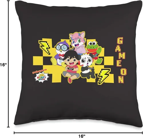 Miniatura 4 de Ryan's World Game On Characters - Almohada de 16 x 16 pulgadas, multicolor