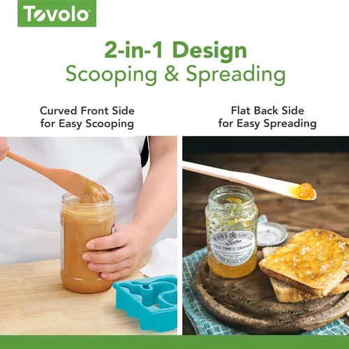 Miniatura 4 de Tovolo Espátula de silicona para tarros de mango largo, herramienta de raspado de goma para batidoras de tarros de mermelada de mantequilla de maní