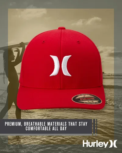 Miniatura 88 de Hurley Gorra de béisbol para hombre - Flexfit - Gorras de béisbol ajustadas para hombre (tamaños: S-XL)