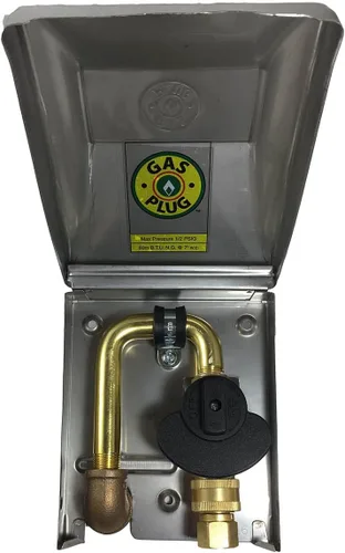 Miniatura 4 de Burnaby Manufacturing Ltd Enchufe de gas de acero inoxidable™, entrada inferior NPT de 1/2", salida de desconexión rápida de 3/8