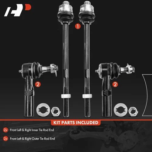 Miniatura 3 de A-Premium 4 kits de extremos de barra de acoplamiento frontal exterior e interior, compatibles con Chevrolet y GMC y Hummer - 2001-2019 - Silverado