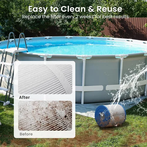 Miniatura 8 de Future Way Paquete de 4 cartuchos de filtro de piscina tipo H de repuesto para bomba de filtro Intex 330 GPH para piscinas sobre el suelo, reemplazo