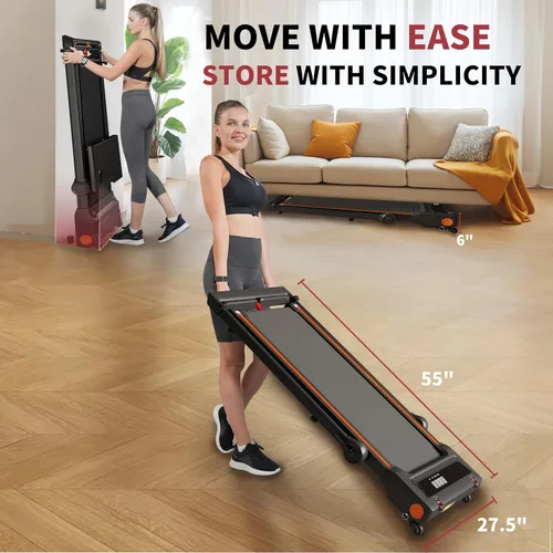 Miniatura 8 de Treadmill with Incline, 3 in 1 Under Desk Treadmill Walking Pad with Removable Desk Workstation 3.5HP Foldable Compact Walking Treadmills for Home