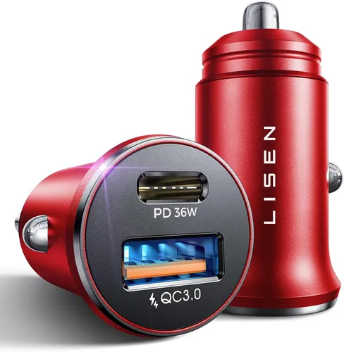 Miniatura 7 de LISEN Cargador de Coche USB C [2 Pack] [Mini y Metal] Cargador USB para Encendedor de Cigarrillos Carga Rápida [PD QC 3.0] Cargador de Teléfono