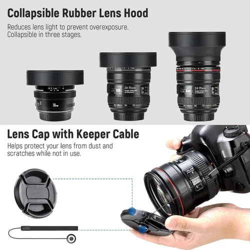 Miniatura 7 de NEEWER Paquete de filtro ND de 40,5 mm y accesorios para lentes, kit de filtros ND2 ND4 ND8 UV FLD CPL con tapa de lente