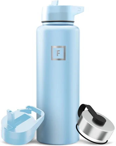 Miniatura 86 de IRON °FLASK Frasco de hidratación para acampar y senderismo con pajilla, botella de agua deportiva de acero inoxidable con aislamiento de boca Dark