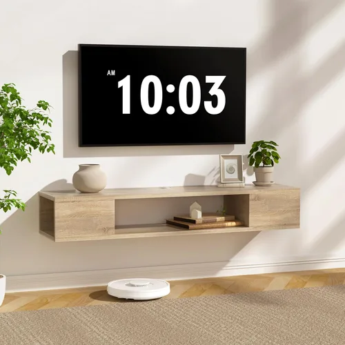 Miniatura 13 de GHC Soporte de TV flotante, centro de entretenimiento montado en la pared y estante de gabinete, consola de TV con almacenamiento, consola