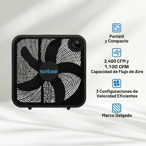 Miniatura 2 de Ventilador de pie clásico Hurricane con 3 velocidades silenciosas, negro, 20" - Unidad de enfriamiento de aire eléctrico portátil con cable