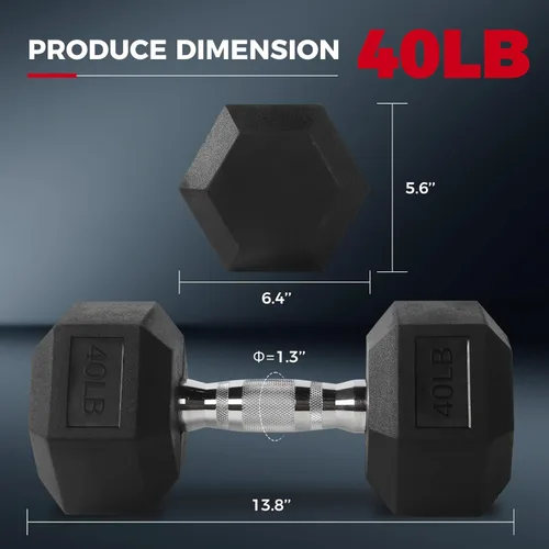 Miniatura 2 de RitFit Juego de mancuernas hexagonales con revestimiento de goma de 5 a 780 libras con estante para gimnasio en casa, entrenamiento de fuerza