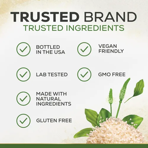 Miniatura 7 de Polvo de cáscara de psyllium de 2000 mg por porción, suplemento de fibra de psyllium extra fuerte, píldoras de fibra soluble natural, apoya