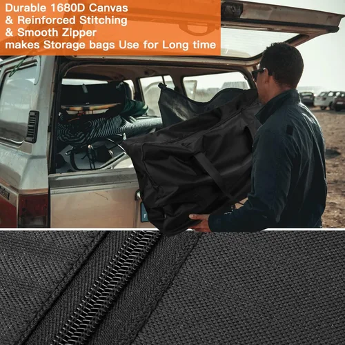Miniatura 4 de Bolsa de almacenamiento negra para vagón, bolsa deportiva resistente al agua de 32 pulgadas, funda protectora, bolsa plegable con cremallera