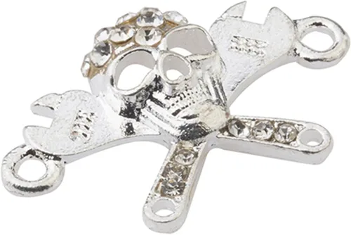 Miniatura 10 de RUBYCA 5pcs Metal Cruz Llave Lateral Conector Cuentas Cristal DIY Joyería Pulsera Tono Plata