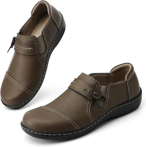 Miniatura 8 de LAZYPOP Mocasines de cuero clásicos y cómodos para mujer, bonitos zapatos de vestir informales, ligeros, para caminar, zapatos planos