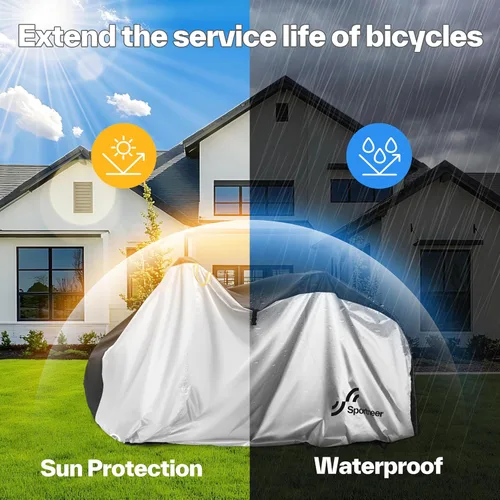 Miniatura 8 de Sportneer Cubierta para bicicleta: Fundas impermeables para bicicletas al aire libre con orificio de bloqueo y bolsa de almacenamiento, cubiertas
