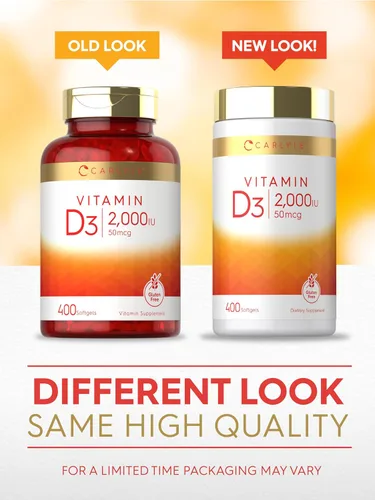 Miniatura 8 de Carlyle Vitamina D3 2000IU cápsulas blandas 400 unidades Fórmula sin OMG, sin gluten 50 mcg Suplemento de vitamina D
