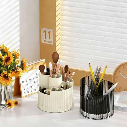 Miniatura 6 de Organizador giratorio de 360° para brochas de maquillaje, 5 ranuras para cosméticos, esmalte de uñas, suministro de arte, cuidado de la piel
