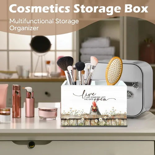 Miniatura 5 de DILSJ Organizador inspirador de 2 compartimentos para lápices, organizador para escritorio, amantes de los pollos regalos para mujeres, Live Like