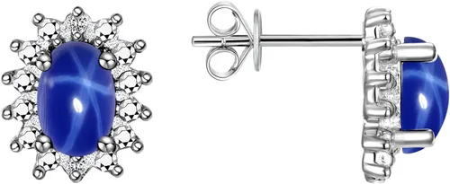 Rylos Aretes tipo dormilona de plata de ley 925, ovalados y diamantes de 0.236 x 0.157 pulgadas, exquisitas joyas de piedra