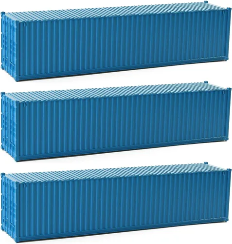 Miniatura 14 de 3pcs HO Escala sin decorar 40 ' (pies) Contenedores de envío 1:87 Contenedor lateral acanalado blanco C8740W