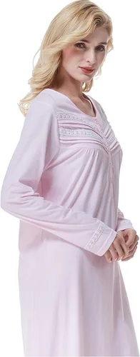 Miniatura 9 de Keyocean. - Camisón largo para mujer, de algodón, suave, ligero, ropa de dormir y de descanso para el verano.