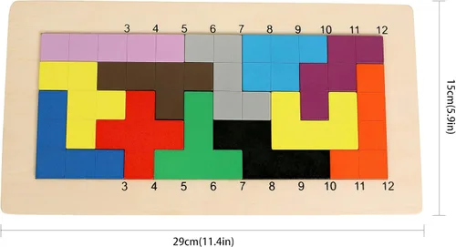 Miniatura 5 de Juegos de rompecabezas de pentominoes de madera, juegos de mesa familiares para niños y adultos, bloques de bloques de patrón matemático