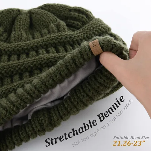 Miniatura 70 de FURTALK Gorros de invierno para mujer, con forro polar, gorro de punto holgado y cálido, gorro de esquí