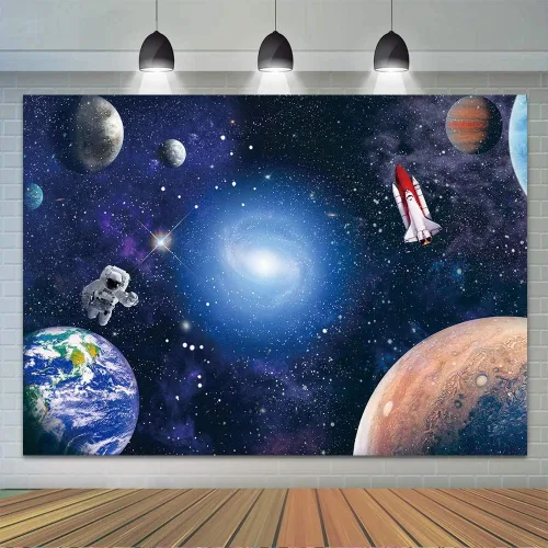 CGXINS Fondo de fotografía del espacio exterior para bebés y niños, decoración de fiesta de cumpleaños temática de astronauta, universo, galaxia,