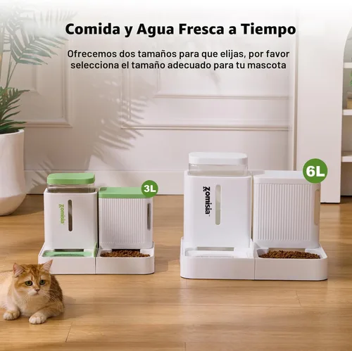 Miniatura 7 de ZOMISIA Alimentador de gravedad para gatos y dispensador de agua, alimentador automático 2 en 1 para gatos con rotación de 180 grados, 2