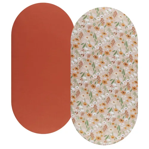 Miniatura 16 de Juego de sábanas de moisés, paquete de 2 sábanas bajeras ajustadas, elásticas, ultra suaves, para colchón de cuna rectangular ovalada de reloj
