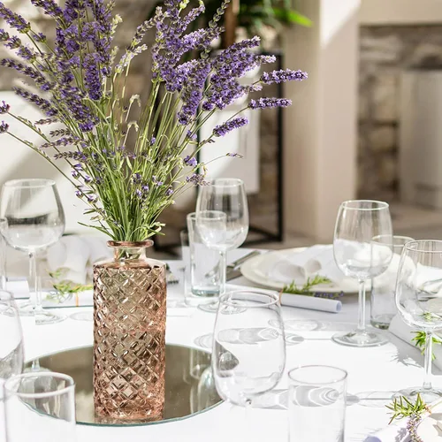 Miniatura 7 de Jarrón de cristal ámbar, paquete de 20 jarrones Living Bud, pequeños jarrones de diamante a granel, mini jarrones de flores para centro de mesa