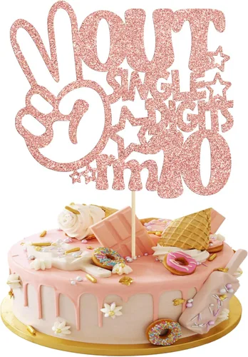 Miniatura 8 de Gyufise 1 paquete de decoración de pastel de 10 dígitos con purpurina negra para cumpleaños de 10 años para niños y niñas, suministros de decoración